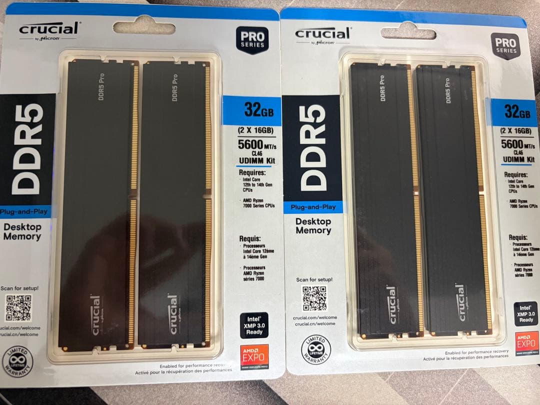 Crucial DDR5 32GB (2x16GB) メモリ　2セット