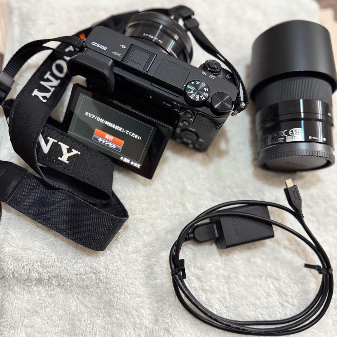 SONY α6400 ミラーレスカメラ 本体とノーマルレンズと望遠レンズ付き