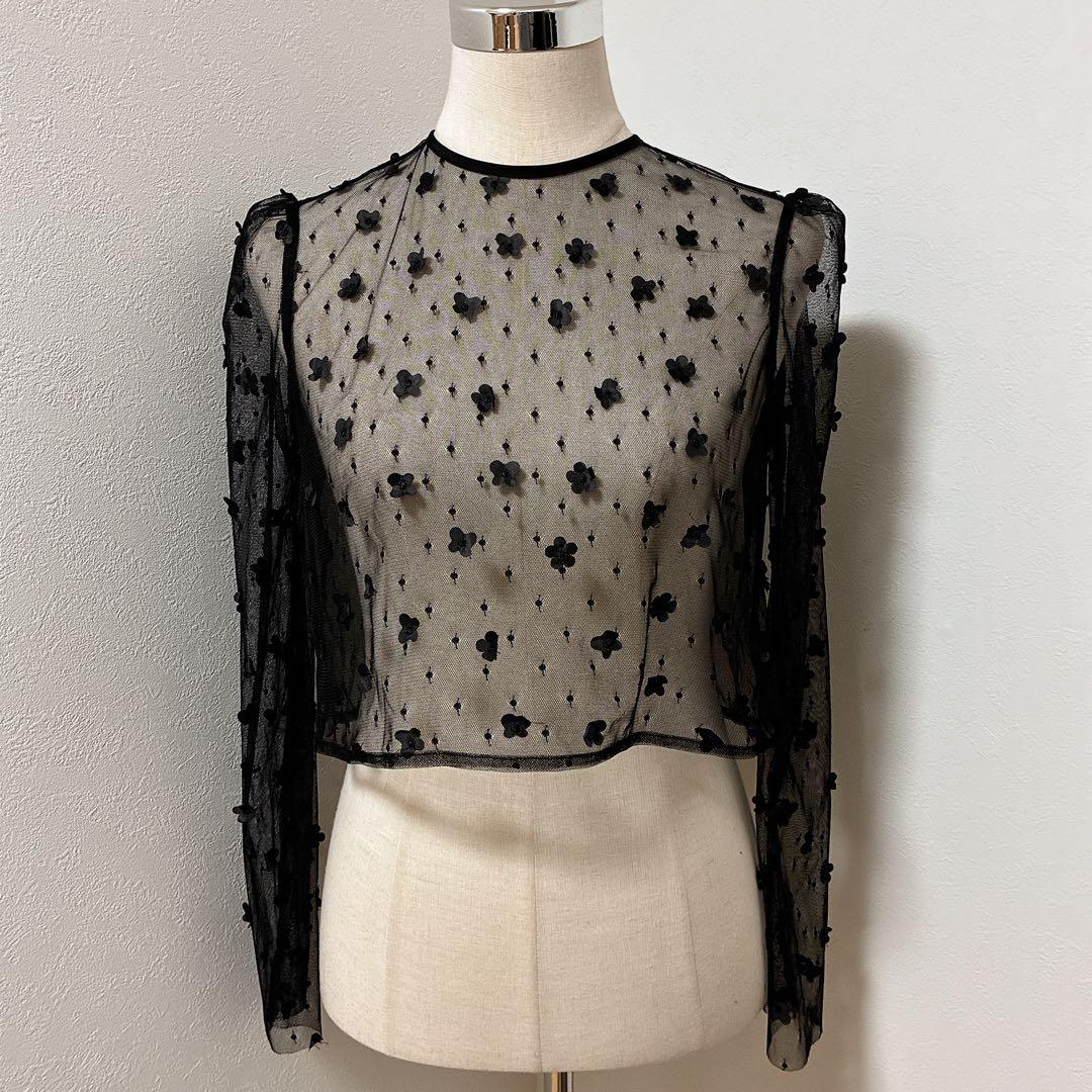 完売品　レジャ　フラワーモチーフアシンメトリーチュールマーメイドワンピースドレス