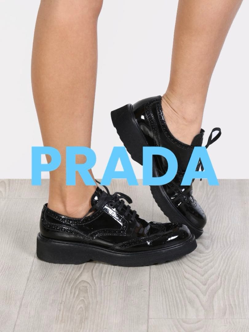 PRADA プラダ ウィングチップ パテントレザー シューズ オックスフォード