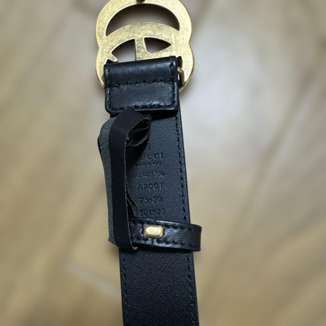 GUCCI ダブルGバックル ベルト ブラック