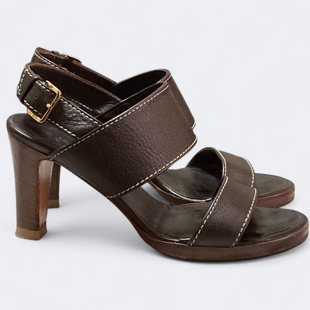 ロロピアーナ　レザー ストラップサンダル　35　22cm相当　ブラウン系