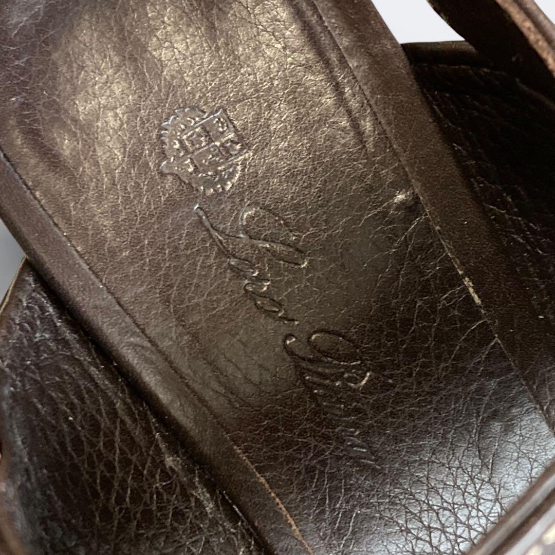 ロロピアーナ　レザー ストラップサンダル　35　22cm相当　ブラウン系