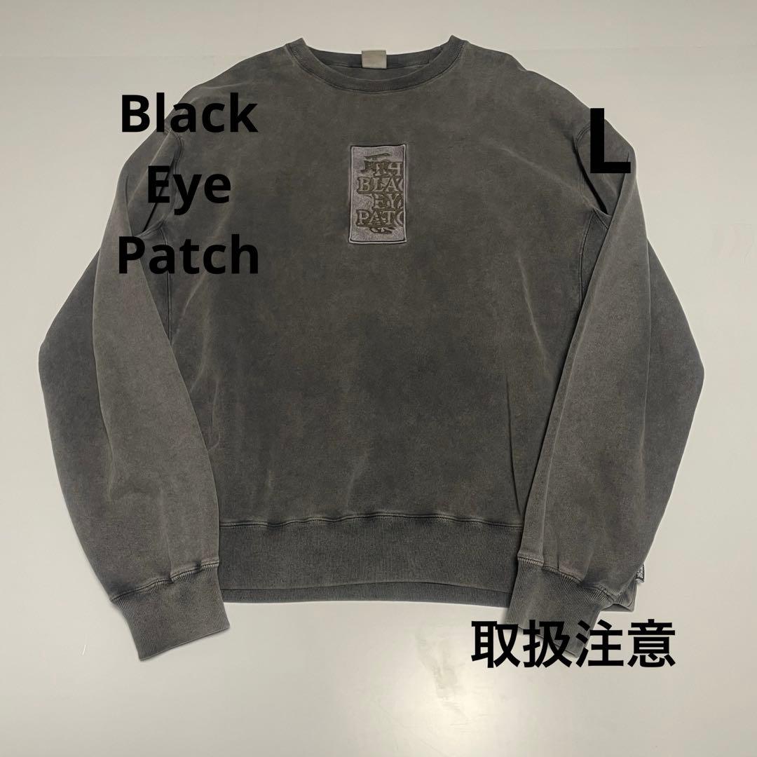 Black Eye Patch フェード　取扱注意スウェット　グレー　L 墨黒