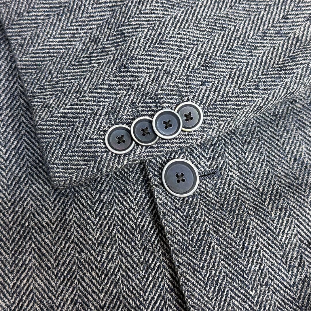 J3524 美品 ラルディーニ リネンシルクヘリンボーンツイードジャケット 46