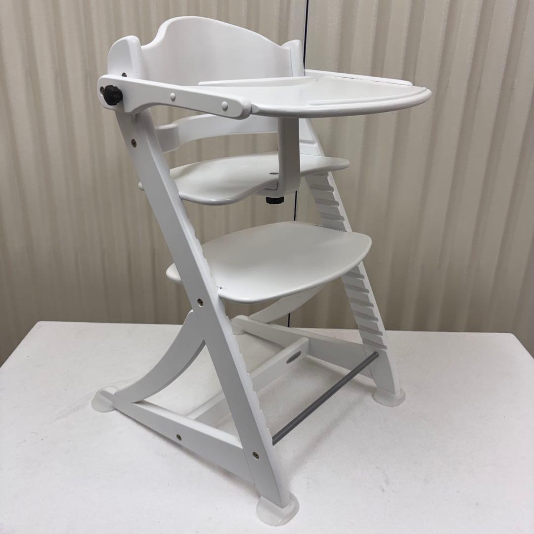 除菌清掃済☆美品☆　大和屋　すくすくチェアイーエヌ　テ―ブル＆ガード付　ホワイト