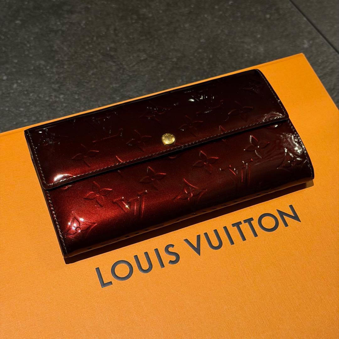 【美品】VUITTON ヴィトン 長財布 ウォレット エナメル ディープカラー