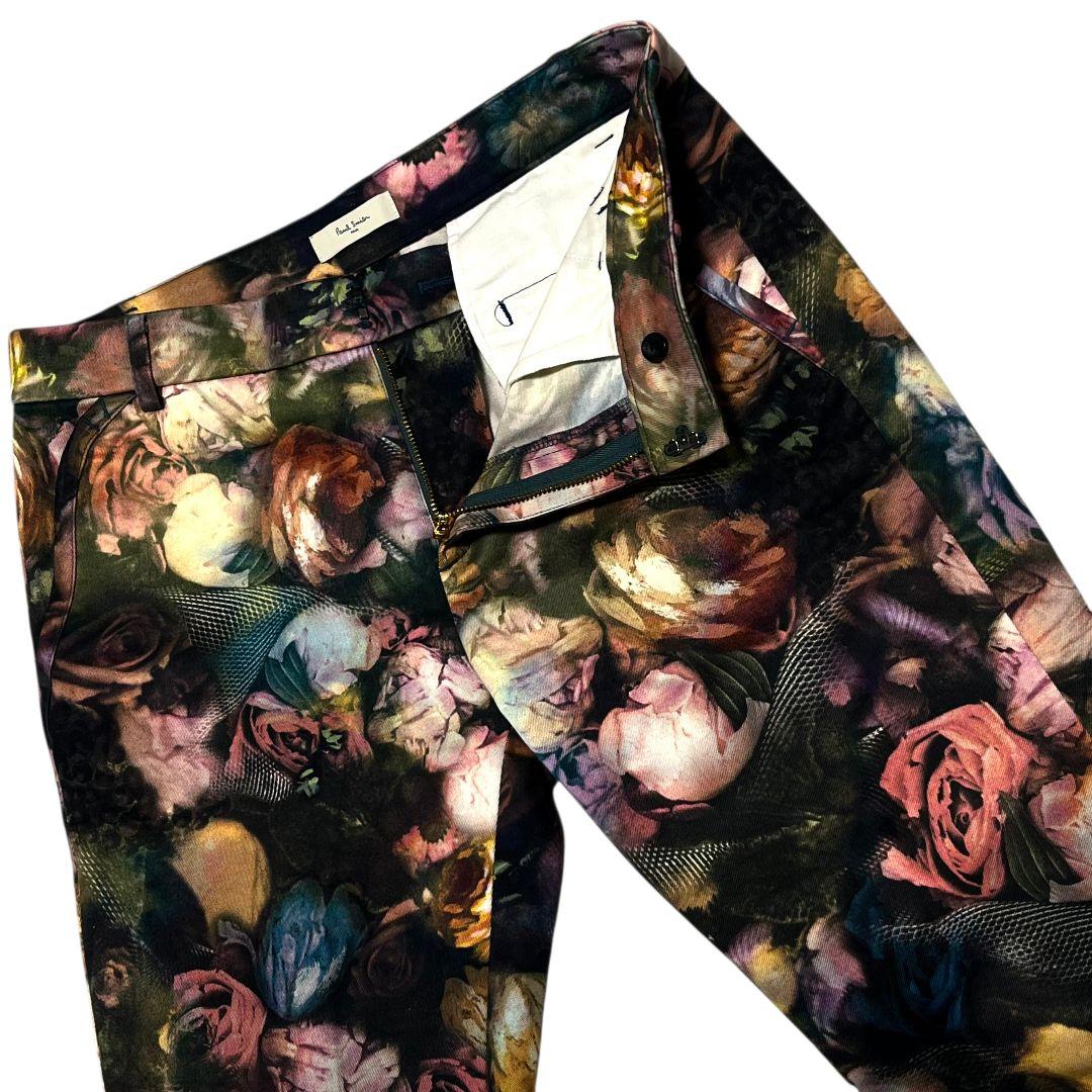 【大きいサイズ】【42】Paul Smith 花柄 ストレッチパンツ レディース