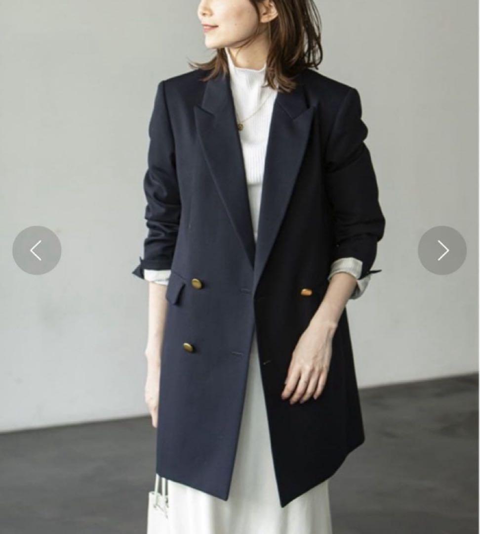 Noble ノーブル★ピークドロングジャケット ダブル　ネイビー 38