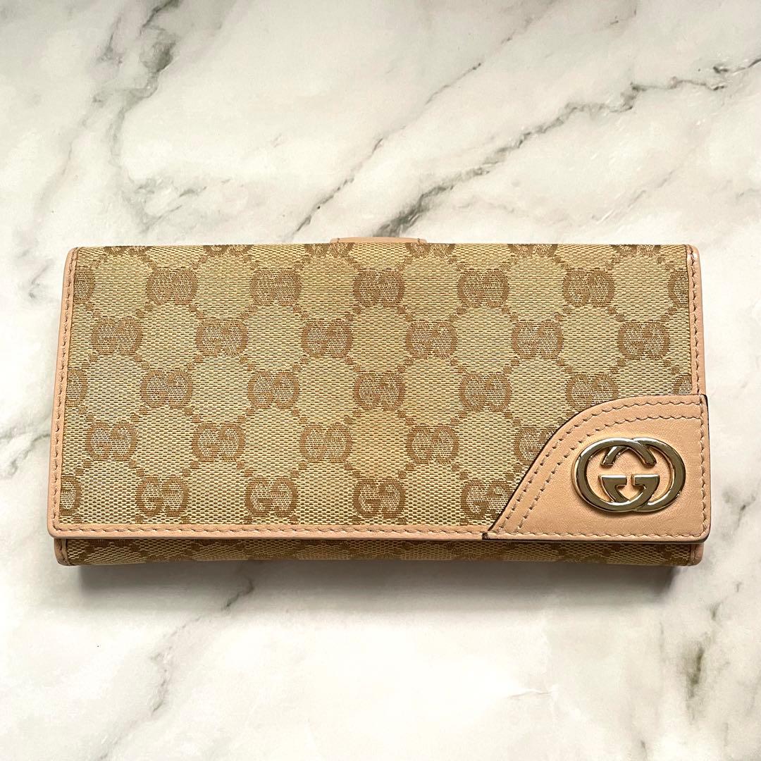 GUCCI グッチ 長財布 GGキャンバス ロゴプレート 0116-②