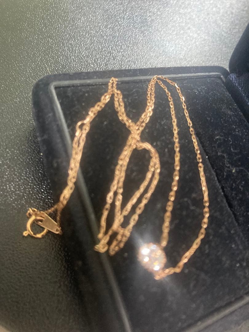 k10ピンクゴールドネックレス白い石付け