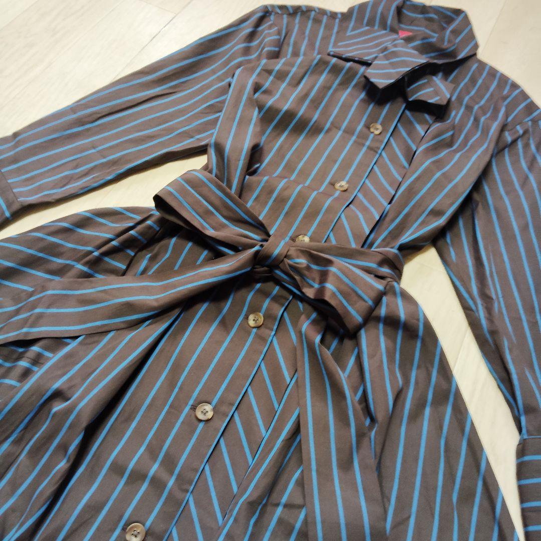 ヴィヴィアン　変形ワンピース　ストライプ　アシンメトリー　リボン　タグ付新品　M