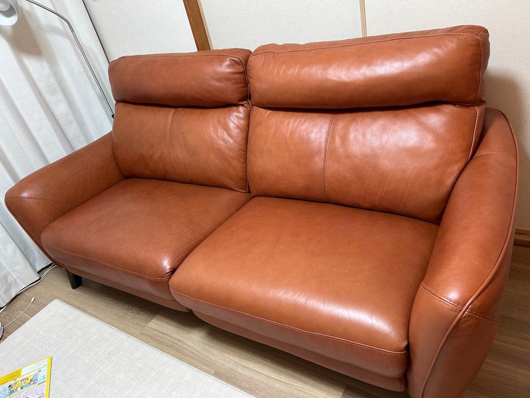 CMCブラウン レザー 3人掛けソファ アネーロ 電動ソファ 本革
