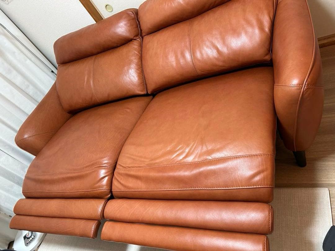 CMCブラウン レザー 3人掛けソファ アネーロ 電動ソファ 本革