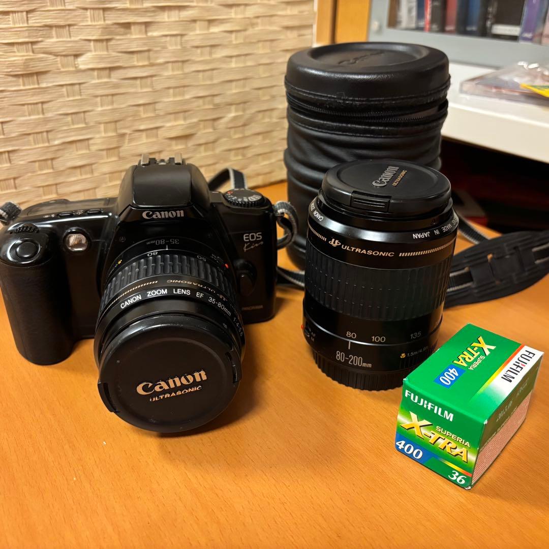 「動作確認済み」Canon EOS KISS フィルムカメラ 望遠レンズ付き