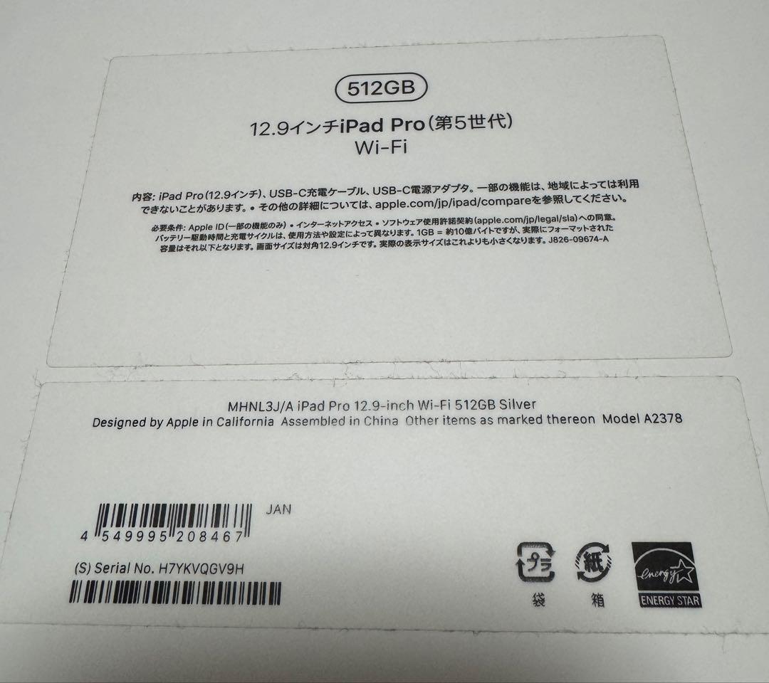 Apple iPad 12.9インチ 512GB (第5世代)