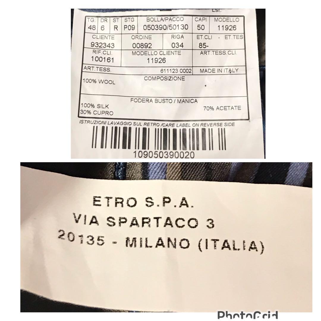 ♡美品♡メンズ エトロ ミラノウール グレー ジャケット&パンツ スーツ