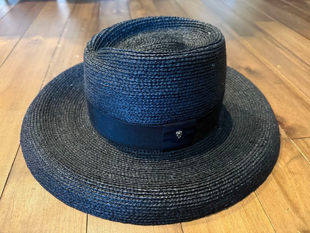 極美品　ヘレンカミンスキー　ラフィア　麦わら帽子　黒　ブラック
