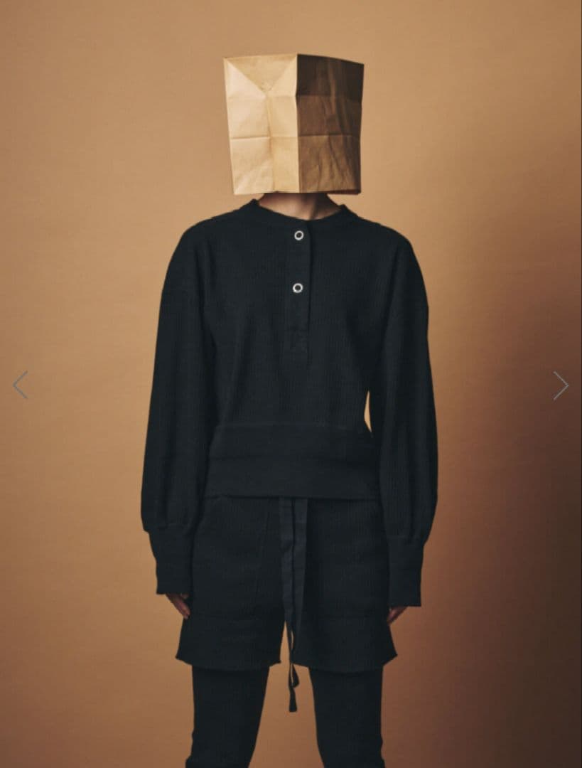 【新品】m.u RIB 2WAY Henley neck L/S T　BLACK