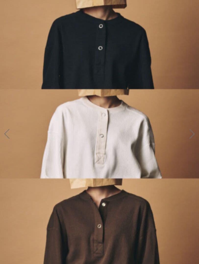 【新品】m.u RIB 2WAY Henley neck L/S T　BLACK