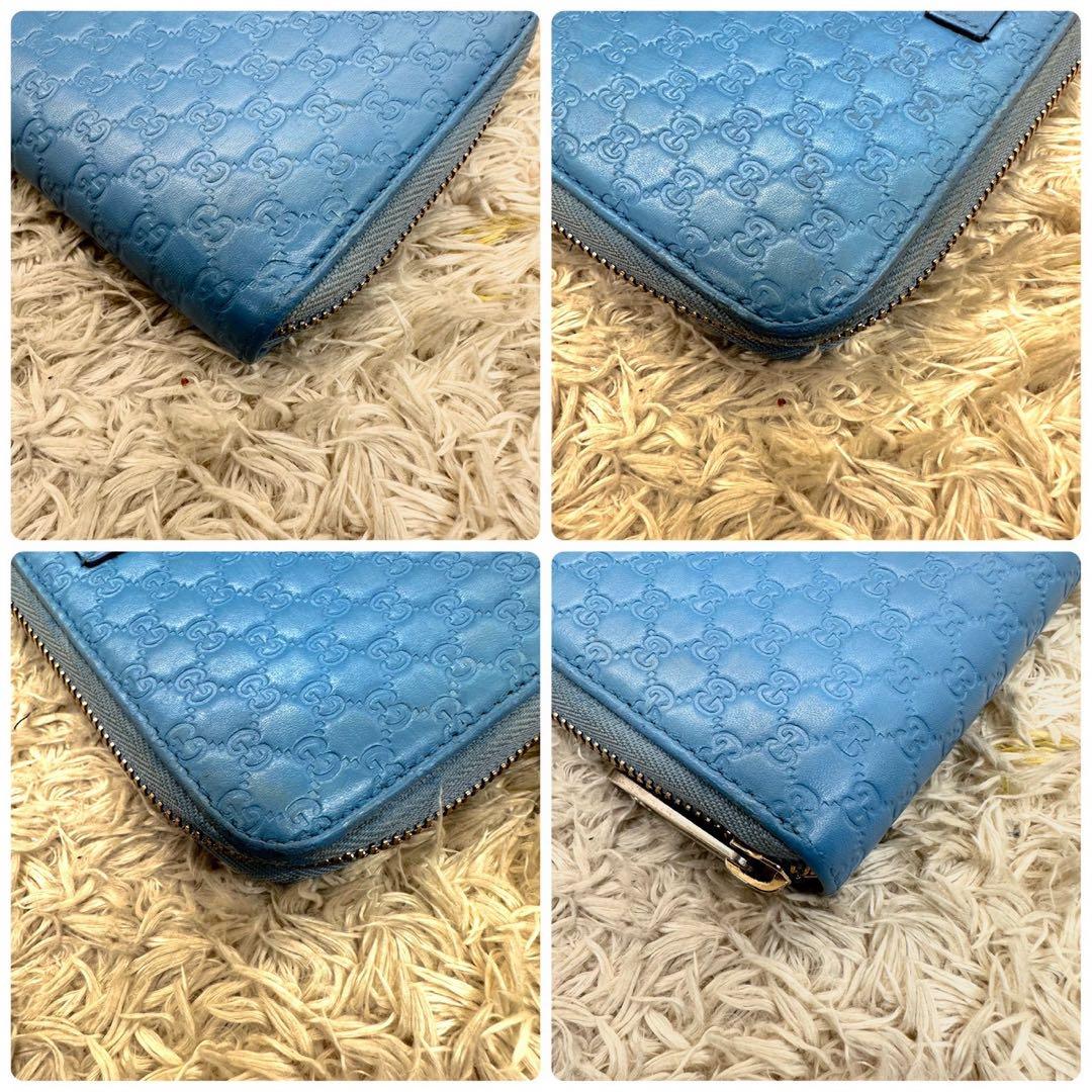 【美品】GUCCI グッチ マイクロシマレザー 長財布 ラウンドファスナー