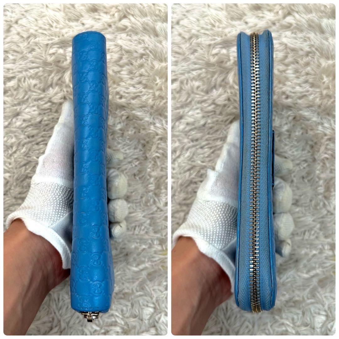 【美品】GUCCI グッチ マイクロシマレザー 長財布 ラウンドファスナー