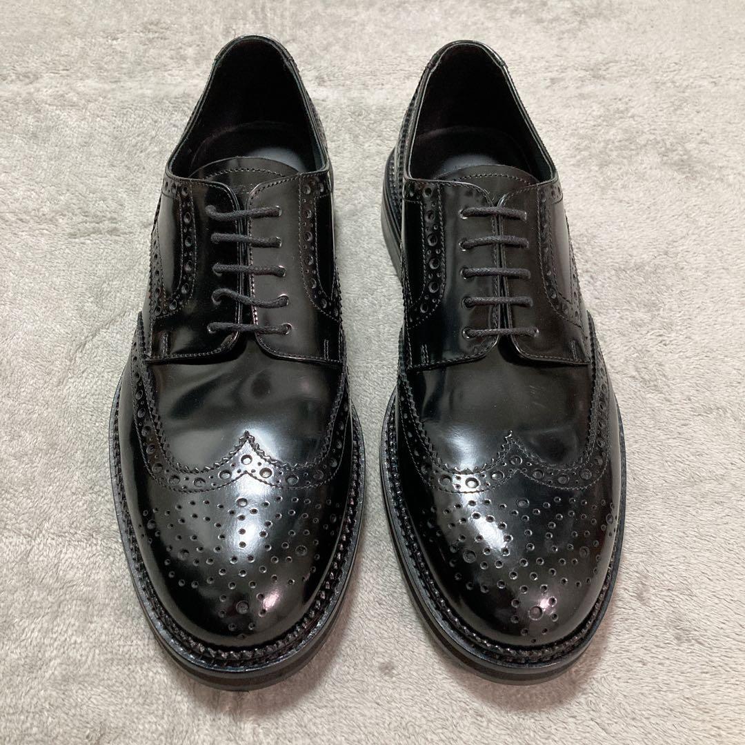 【新品】エンポリオアルマーニ レザー ビジネスシューズ 9 BK ウィングチップ