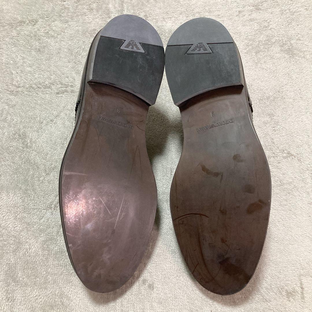 【新品】エンポリオアルマーニ レザー ビジネスシューズ 9 BK ウィングチップ