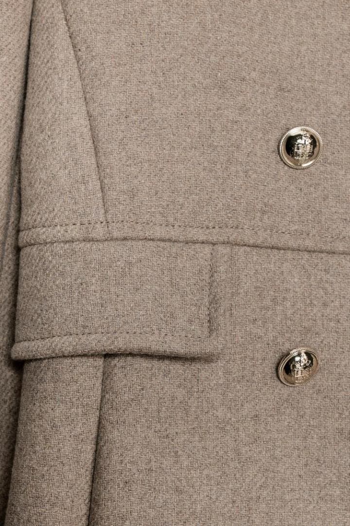 ZARA ウール混紡ショート丈ダブルブレストコート ライトミンク S