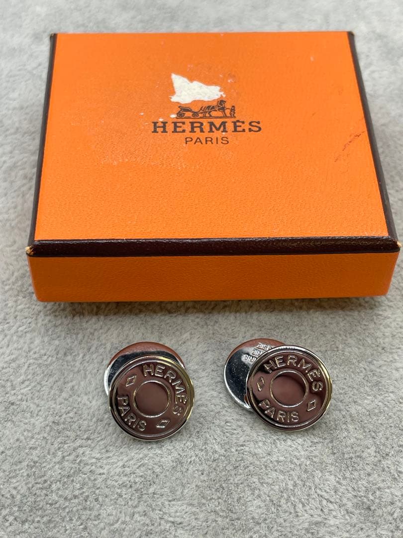 HERMES カフスリンクス カフスボタン セリエ シルバー金具 箱付き
