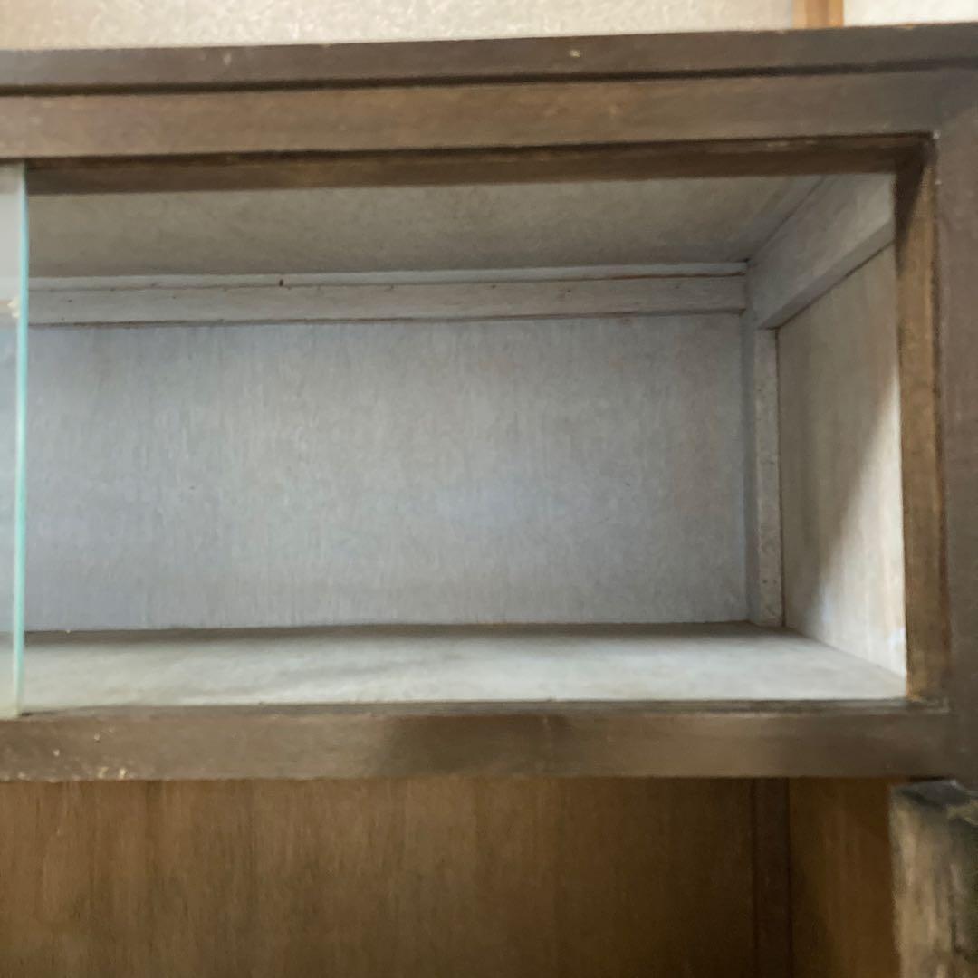 昭和レトロ　木製ガラス扉付き本棚