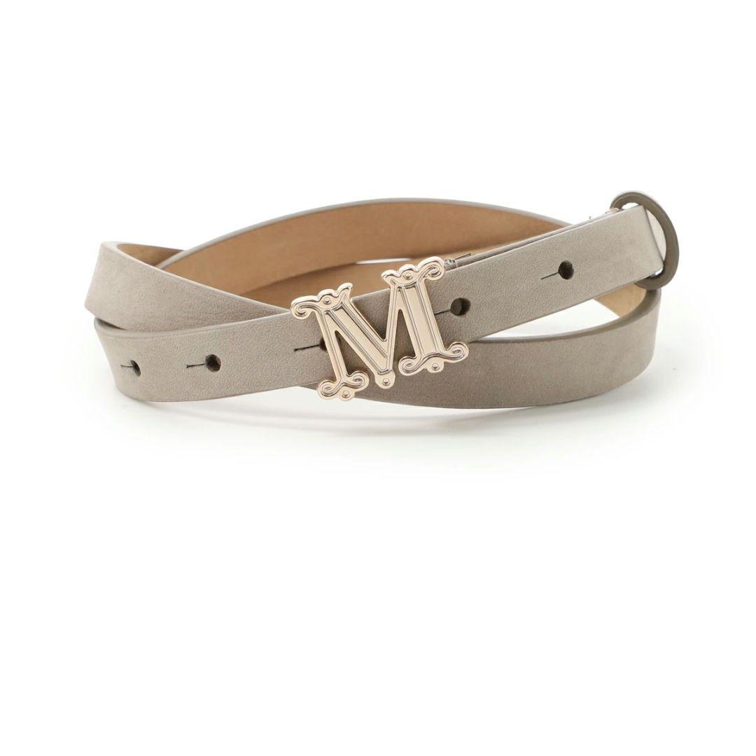 極美品　MaxMara グレー レザー ベルト S