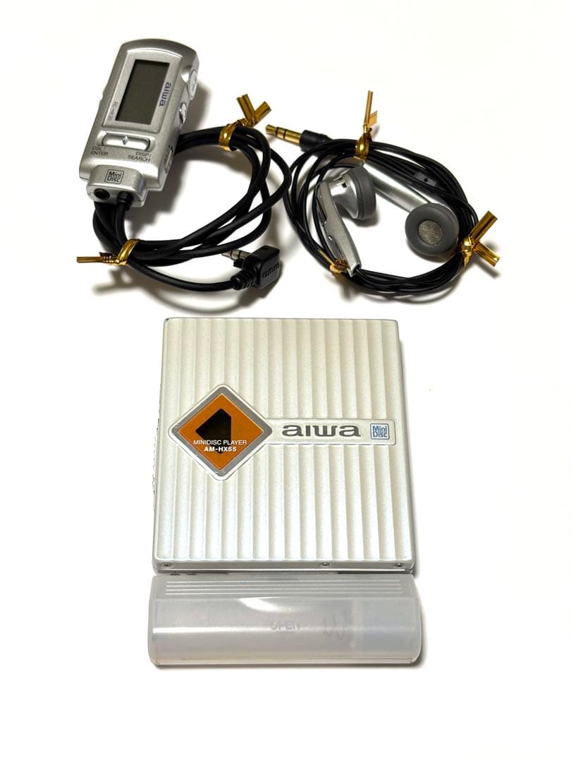 aiwa MDプレーヤー AM-HX55 動作品 乾電池ケース付き リモコン付き