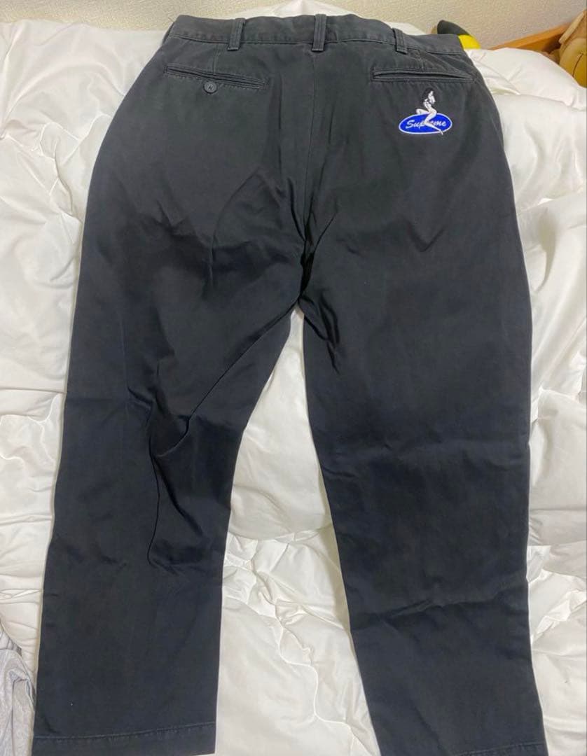 Supreme ブラック チノパン