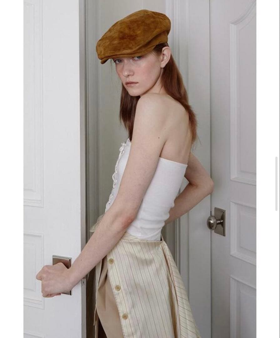 【伊原葵さんも着用】ブラウン スエード ハンチング