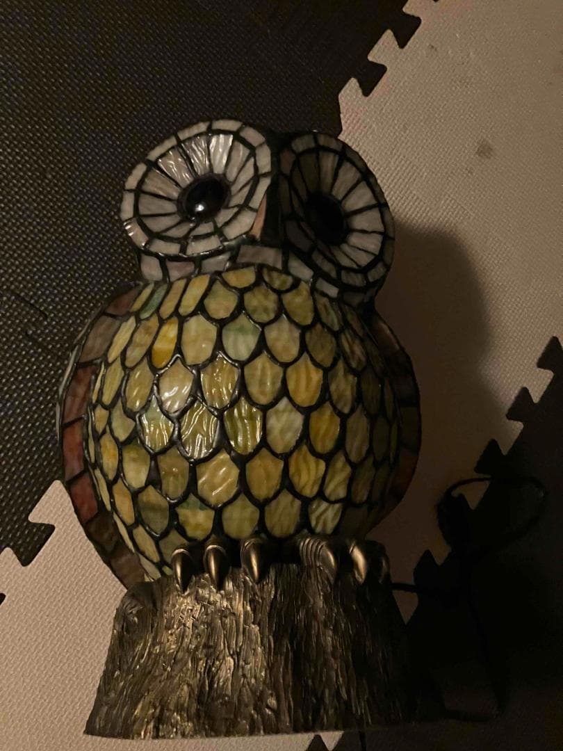 フクロウ　ステンドグラス　ランプ　ナイトランプ