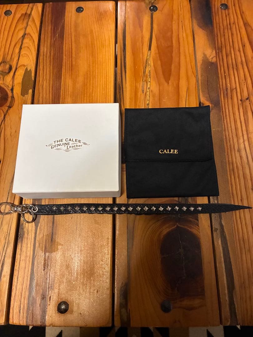 【 CALEE 】スタッズ レザー キーリング / ロング