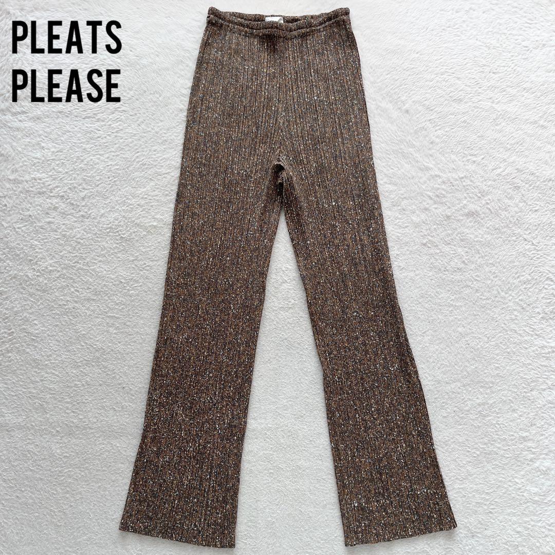 PLEATS PLEASE イッセイミヤケ パンツ スラックス 総柄　モザイク