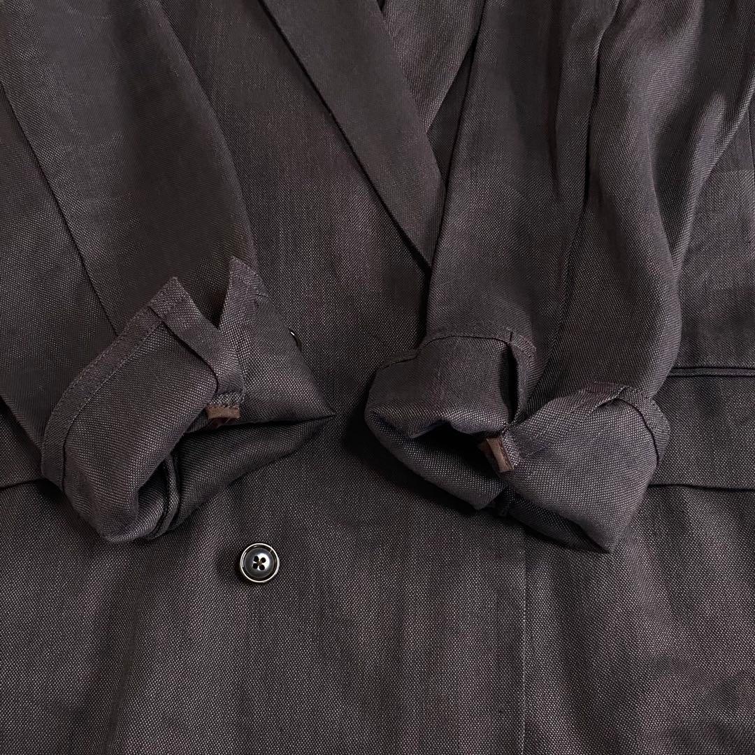 【未使用品】ティッカ　23ss リネンパナマダブルジャケット ブラウン 2