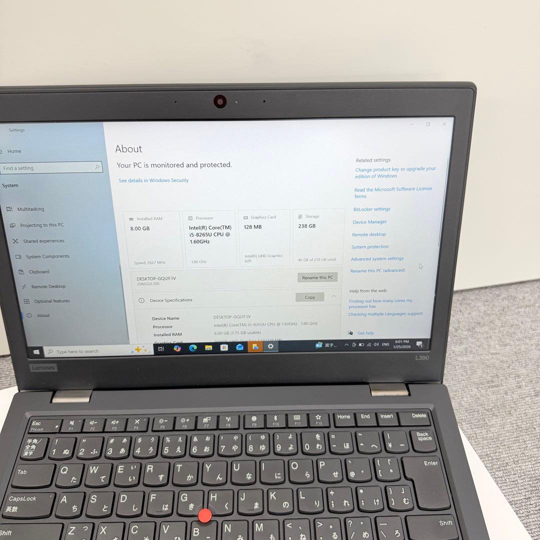 Lenovo ThinkPad L390 ノート8GB / 256GB