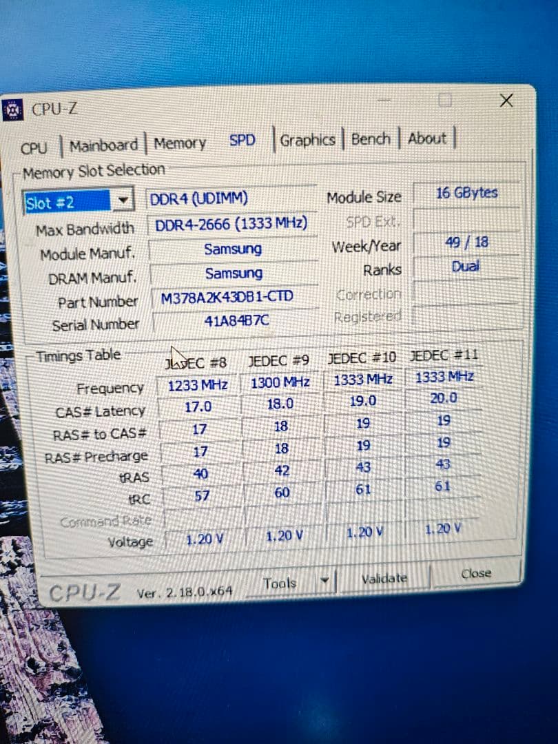 SAMSUNG DDR4 16G×4個　合計64G 動作確認　デスクトップ用