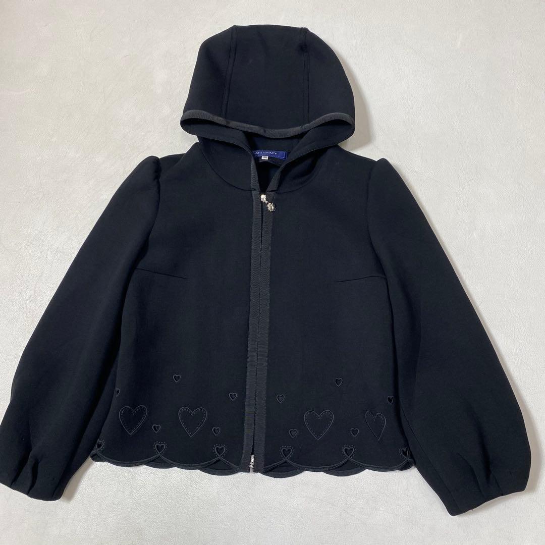 M'SGRACY ハート刺繍 ボンディングジップアップパーカー