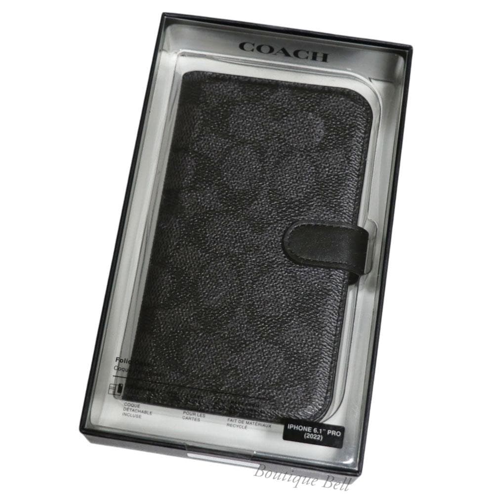 【コーチ】SIG チャコール iPhone14Pro 手帳型ケース