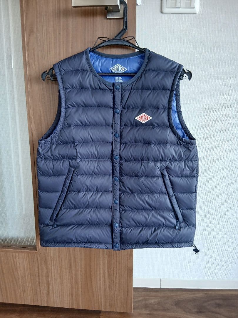 美品　ダントン　インナーダウンベスト　ネイビー　34