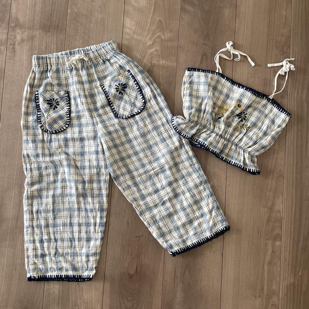 LiiLU セットアップ　刺繍　 チェック　6y 4y