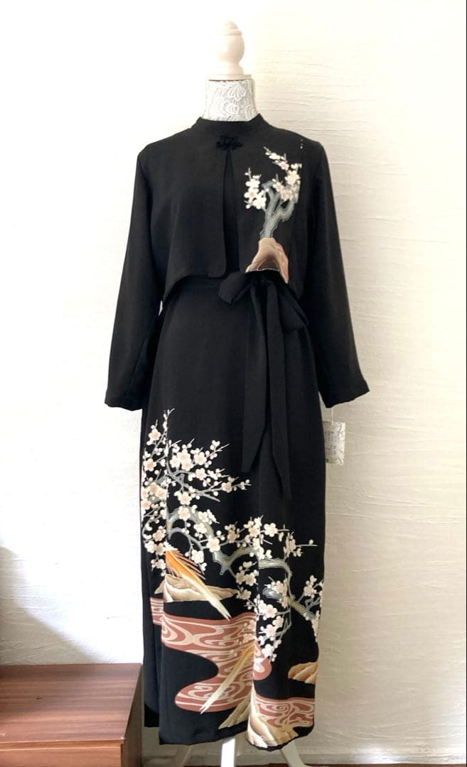 黒留袖リメイク　スタンドカラーワンピース他3点セット