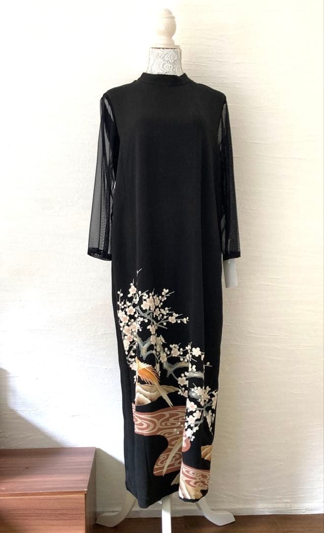 黒留袖リメイク　スタンドカラーワンピース他3点セット