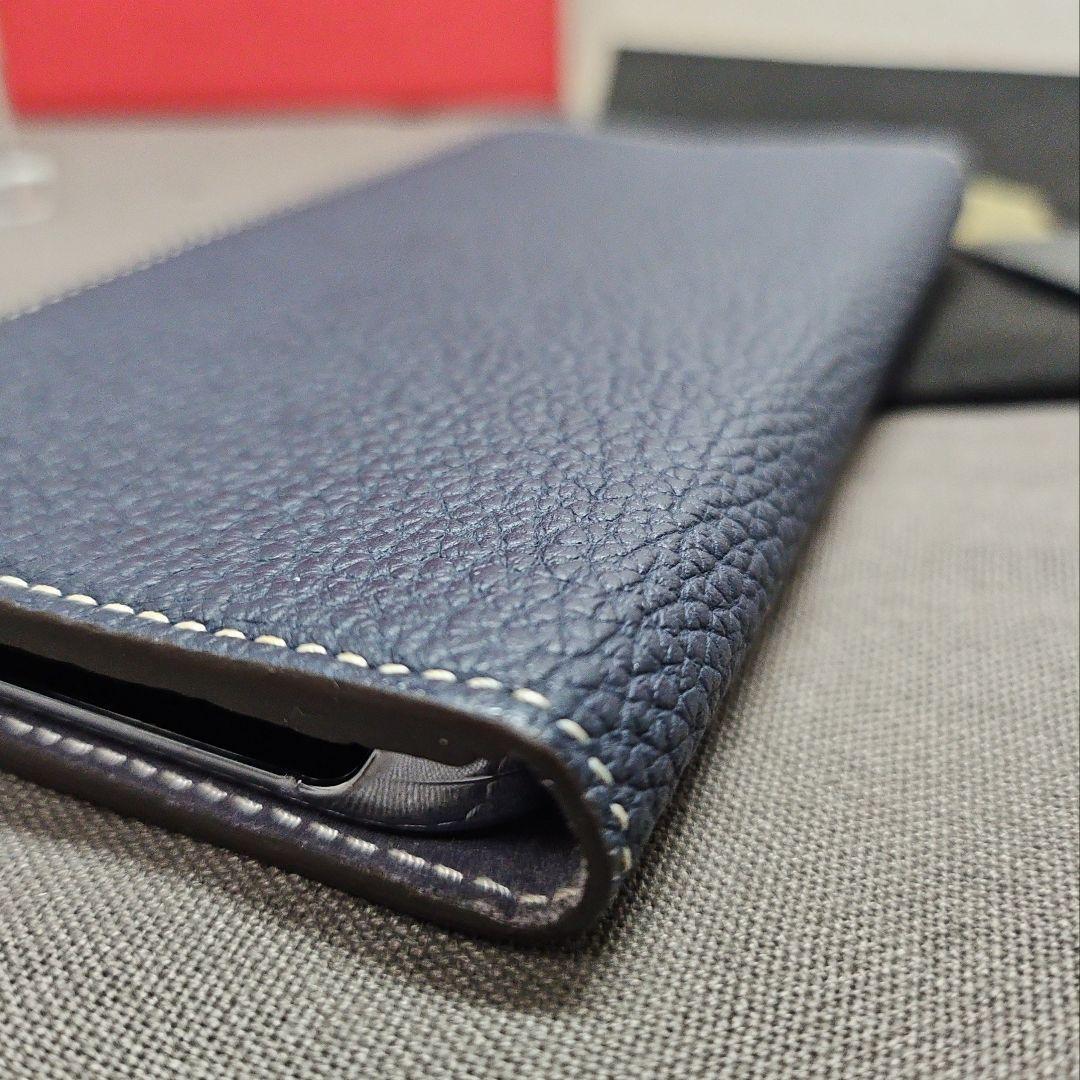 美品 BONAVENTURAボナベンチュラ iPhone用手帳型ケース ネイビー