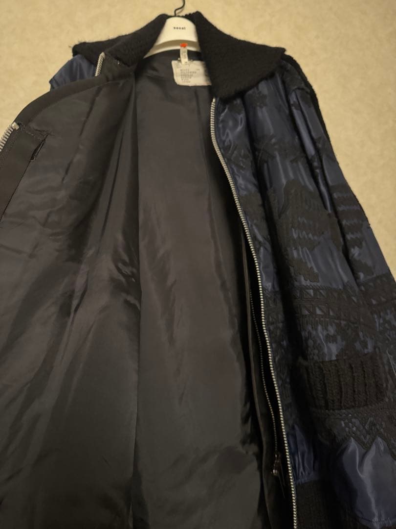 Sacai サカイ　✰美品✰ コレクション✰刺繍　ボア　コート　MA-1 ニット