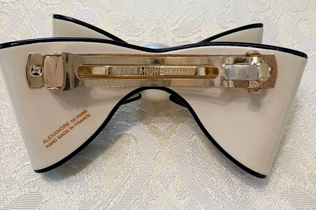 ❤️最終価格❤️美品✨アレクサンドルドゥパリ パール リボン バレッタ アイボリー
